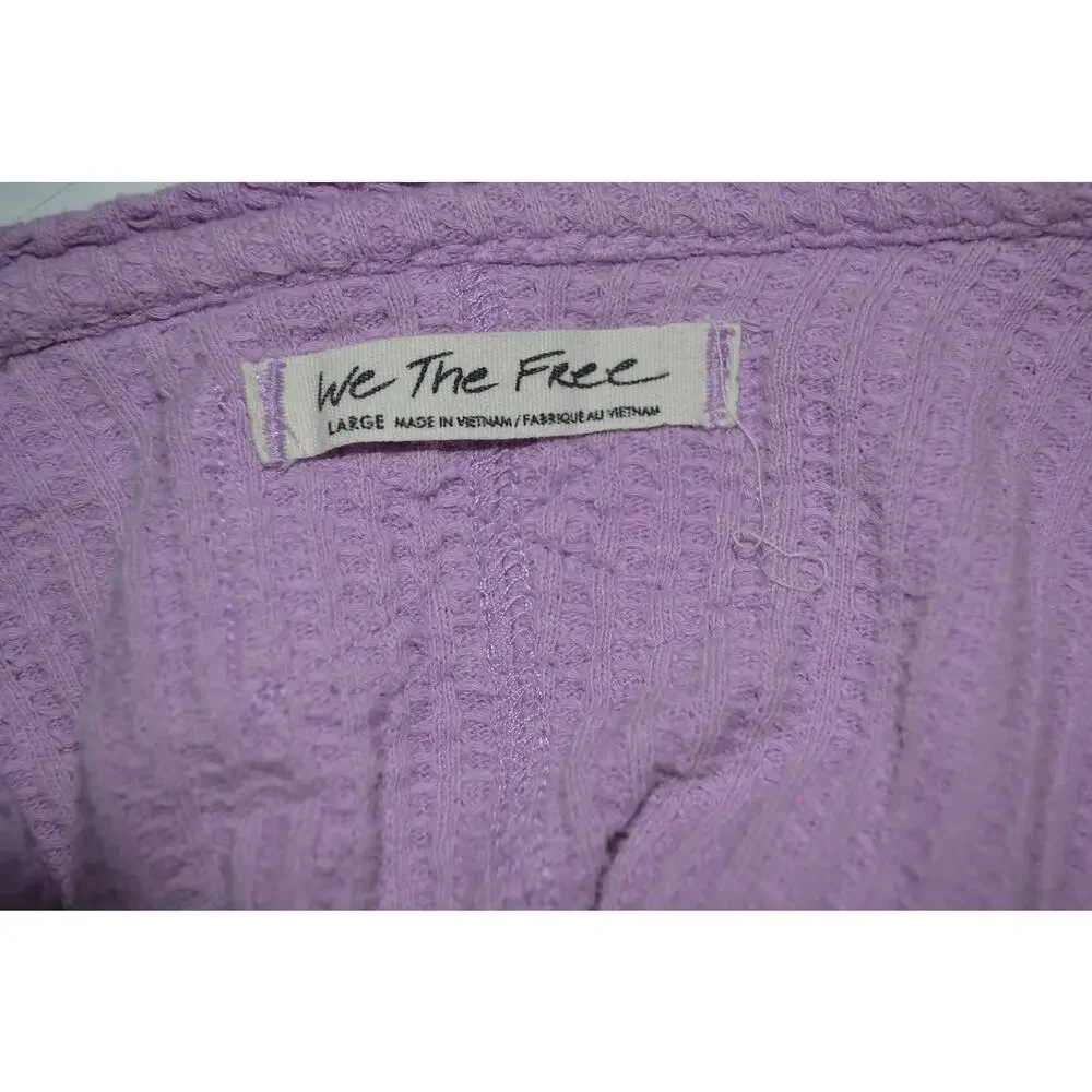 Free People We The Free Lilac Waffle Knit Long Sleeve Top Size L